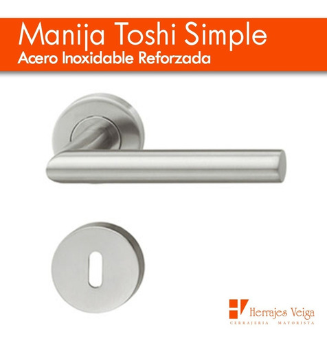 Imagen 3 de 9 de Manija Puerta Picaporte Acero Inox Toshi Simple Refor C/ Boc