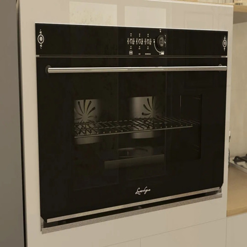 Imagen 2 de 10 de Horno A Gas Empotrar Negro Vidrio Luz Encendido Convector