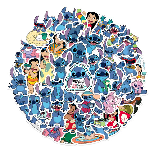 Kit 50 Calcomanias Stickers Lilo Y Stitch A Prueba De Agua