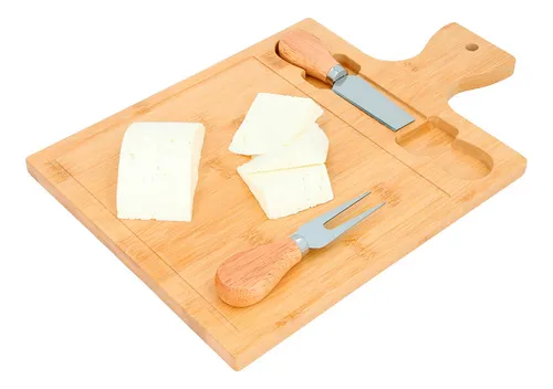 Tabla Bambú Para Quesos Y Picadas Con 2 Utensilios 36x23cm
