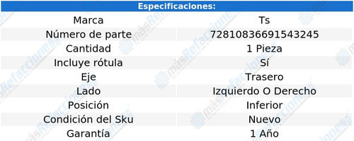 Brazo Lateral Trasero Izq/der Chrysler Pt Cruiser 01 A 10 Ts