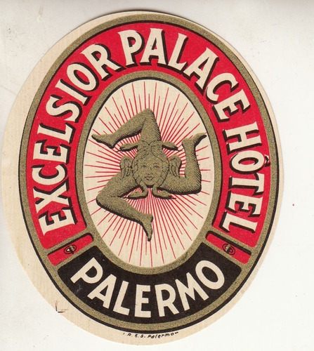 Antiguo Sticker Luggage Excelsior Palace Hotel Palermo Italy