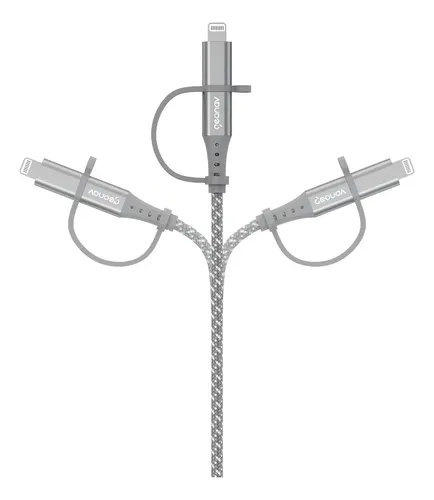 Cabo 2 Em 1 Usb-c Para Lightning Mfi 1,5metros Geonav Cinza