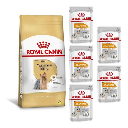 Kit Ração Yorkshire Adult 1kg E 5 Sachês Coat Care Royal