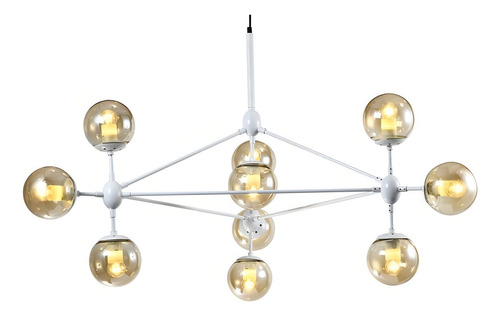 Araña Diez Luces Big Bang E27 Bulbo Moderno Interior Blanca