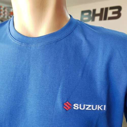 Camiseta Masculina Algodão Lisa Básica Suzuki Bordado Fo.006