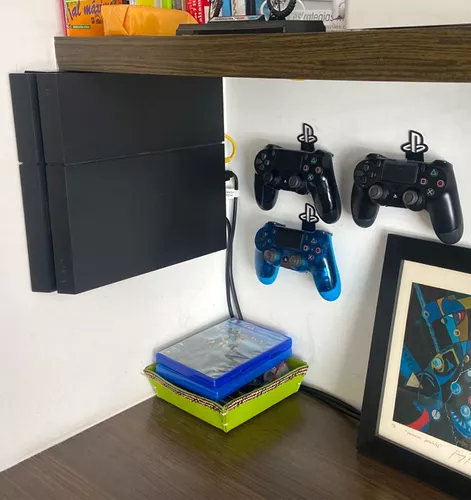 SOPORTE DE PARED PS4 SLIM + 2 SOP. DE CONTROL NEGRO