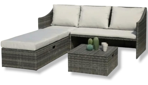 Juego Living Jardin Sofa Esquinero Rattan Diseño Premium Imp