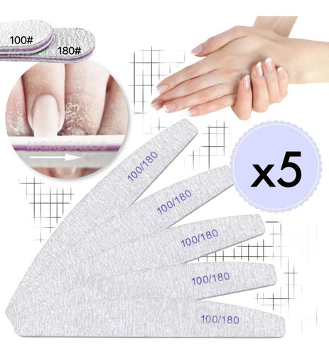 X5 Limas Para Uñas Profesional Esculpidas Manicuria