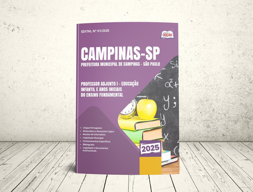Apostila Campinas Sp 2025 - Professor Adjunto I - Educação Infantil E Anos Iniciais Do Ensino Fundamental - Editora Opção
