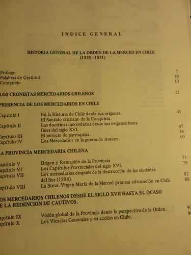 Historia General De Orden De La Merced En Chile. 1535-1831 (Usado)