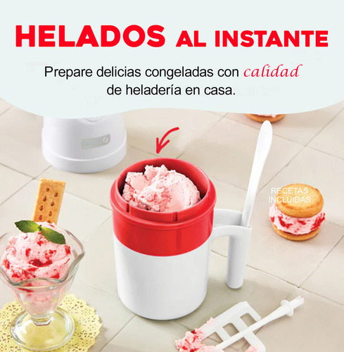 Máquina para helado personal con cuchara Dash color blanco y rojo 127V