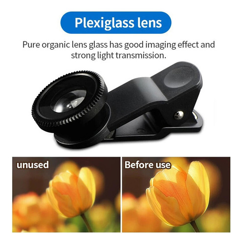 Wh Lente Câmera Olho Peixe Micro Grande Angular 3 Em 1