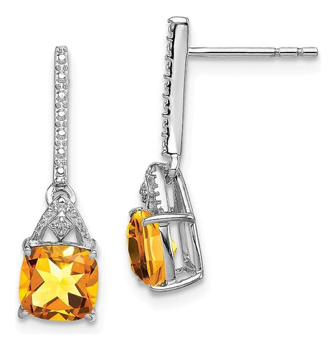 Aretes Plata 925 Con Diamantes Y Amarillo Dorado Y Naranja C