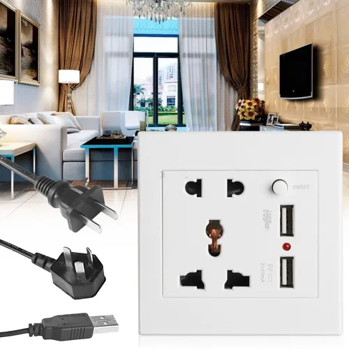 Enchufe Tomacorriente Multiple Con 2 Puertos Usb 2a On Off