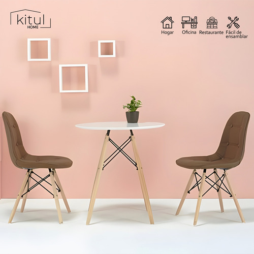 Set 4 Sillas Eames Capitonada Botón Moderna Minimalista