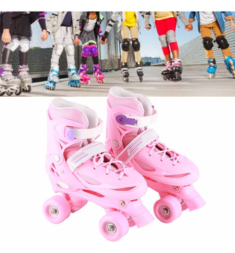 Patines Roller De 4 Ruedas Ajustable Doble Para Mujer