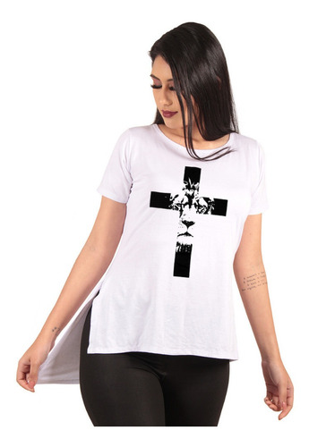 Camiseta Long Feminina Estampada Alongada Roupa Tumblr