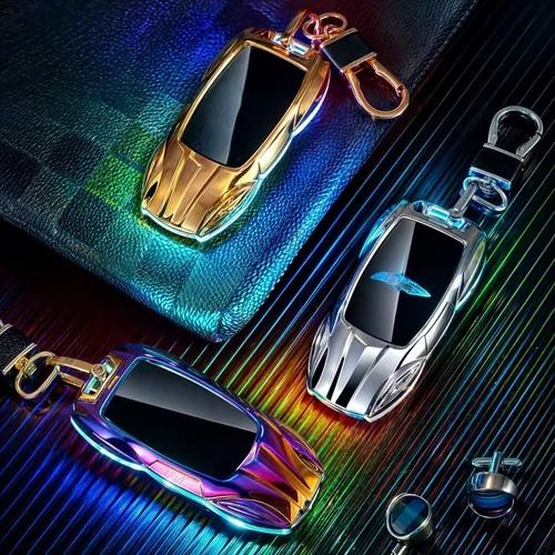Isqueiro Plasma Elétrico Recarregável Carro Com Led Chaveiro