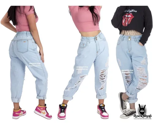 Mom Jeans Pantalones Mezclilla Para Mujer Rockshop