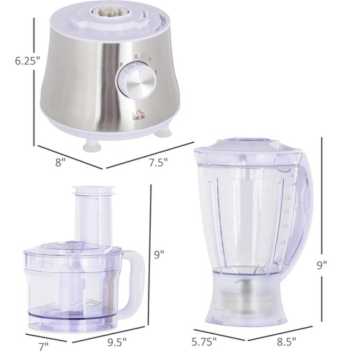 Homcom Batidora 2 En 1, Combo De Procesador De Alimentos Par