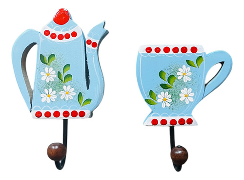 Suporte Porta Pano De Prato Bule/xícara Cozinha Madeira Kit Bule E Xícara