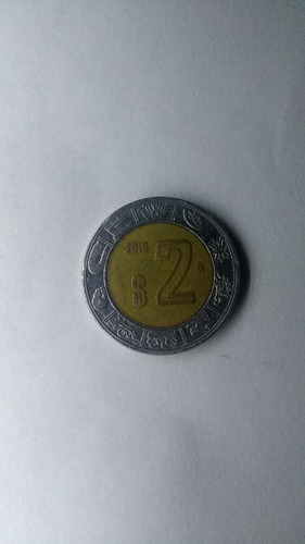 Moneda 2 Pesos Año 2010 México Bimetálica