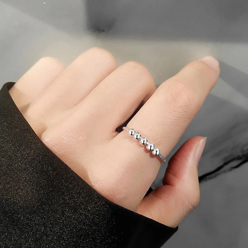 Imagen 3 de 6 de Anillo De Acero Inoxidable Antiansiedad Estres Con Cuentas