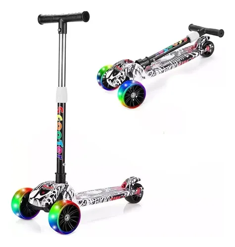 Scooter Patinete Ajustable Para Niños, 3 Ruedas Con Luces