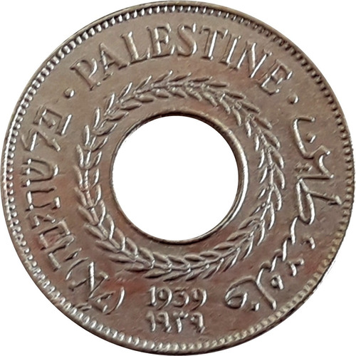 Palestina Moneda Del  Año 1939 Y De 5 Mils  (3 Idiomas) 