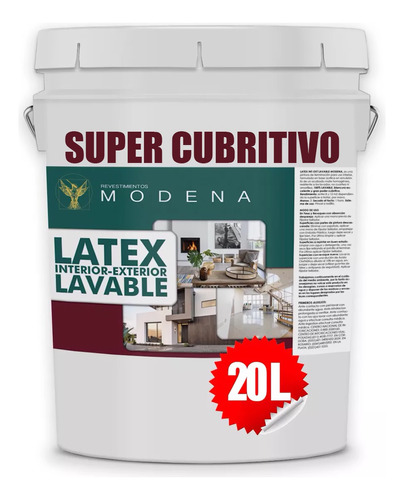 Látex Modena Interior Exterior Lavable Blanco Calidad 20 Lts