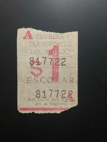 Boleto Antiguo Escolar Años 50 /boletomasterr