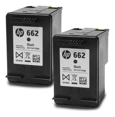 Combo 2 Cartucho Tinta Hp 662 Negro Original Cz103al Paquete