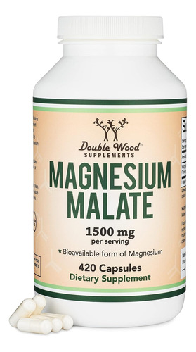 Magnesio Malato 1500mg Double Wood 420 Cápsulas Eeuu
