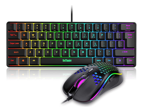 Combo Teclado Y Mouse Gamer Con Cable | Negro / Redthunder