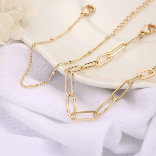 Brazaletes Delicados En Capas De Oro Para Mujer, Chapados En