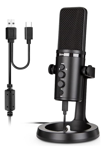 Micrófono Condensador Usb Manayo Para Grabación, Podcasting,