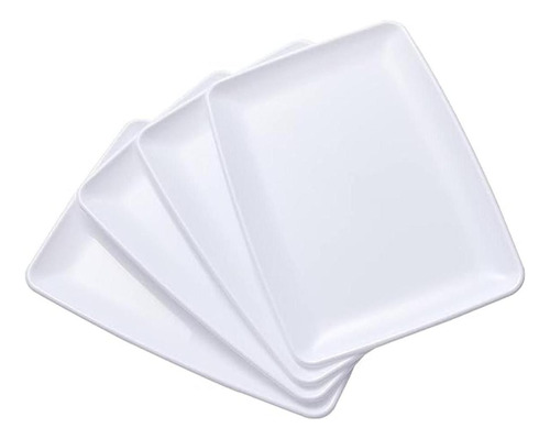 N9r 10 Bandejas De Plástico Blanco Para Servir Platos