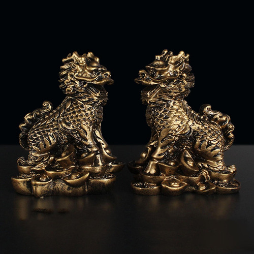 ! Ornamento Chino De La Estatuilla De De Chi-lin Cobre