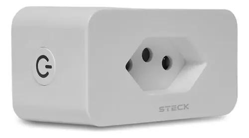 Plug Tomada Wi-fi 2p+t 20a 250v Branco Smart Steck Splug1us2