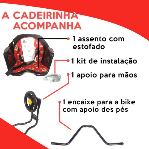 Cadeirinha Infantil Bike Ciclismo Seguro Toys Com Volante Cor Preto