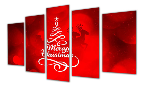 Cuadro 60x100cm Navidad Feliz Rojo Arbolito Navidad