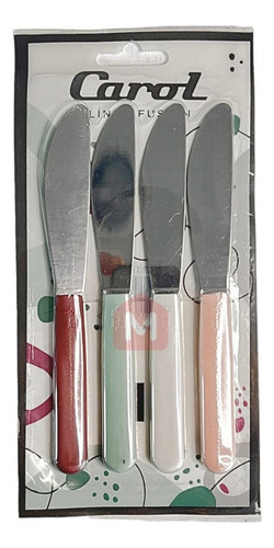 Set X4 Cuchillo Para Untar Untador Carol Acero Inox Colores Color Surtido