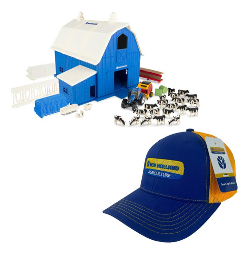 1:64 New Holland Juego De Establo Lechero +ranchitos + Gorra