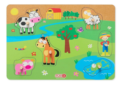 Imagen 2 de 8 de Juego Encastre Madera Con Agarre Infantil Niños