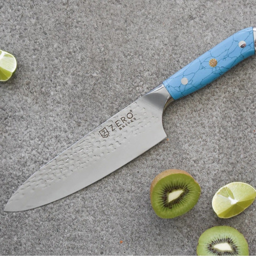 Imagen 5 de 5 de Cuchillo Acero Damasco 8,0'' Zero Knives - Bt Chef Y Asado