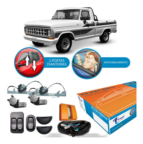 Kit Vidro Elétrico Ford F600 1972 A 1991 Tragial 2 Portas