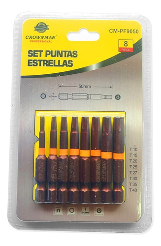 Imagen 3 de 4 de Puntas Destornillador Magneticas 50mm Torx 8pcs