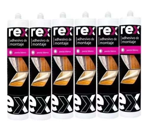 Adhesivo De Montaje Blanco Rex 300ml Pack 6 Unidades