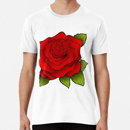 Remera Pretty Red Rose On Green Algodon Premium 